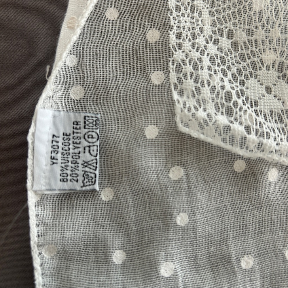 Vintage Lace & Swiss Dot Layered Scarf Shawl – Romantic Lace Wrap – 76” - Picture 13 of 16